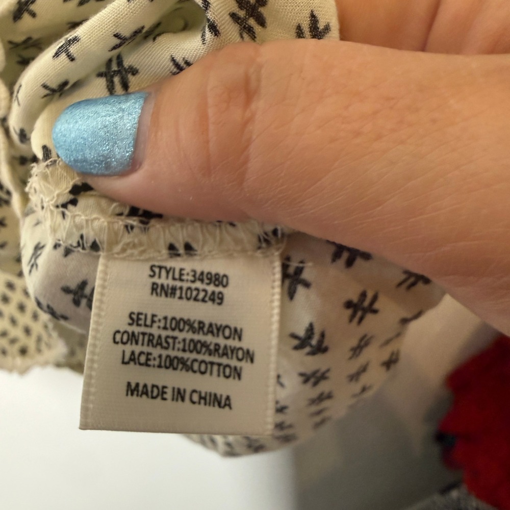 Skies Are Blue Tank Top Womens Med Cream Black Anthropologie Pom Pom Mixed Print - Picture 4 of 5